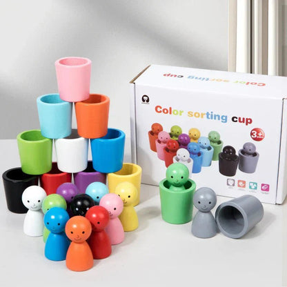 Montessori Kleurmatch Poppen Houten Sorteerspel 12 - Delig - KidsKorner