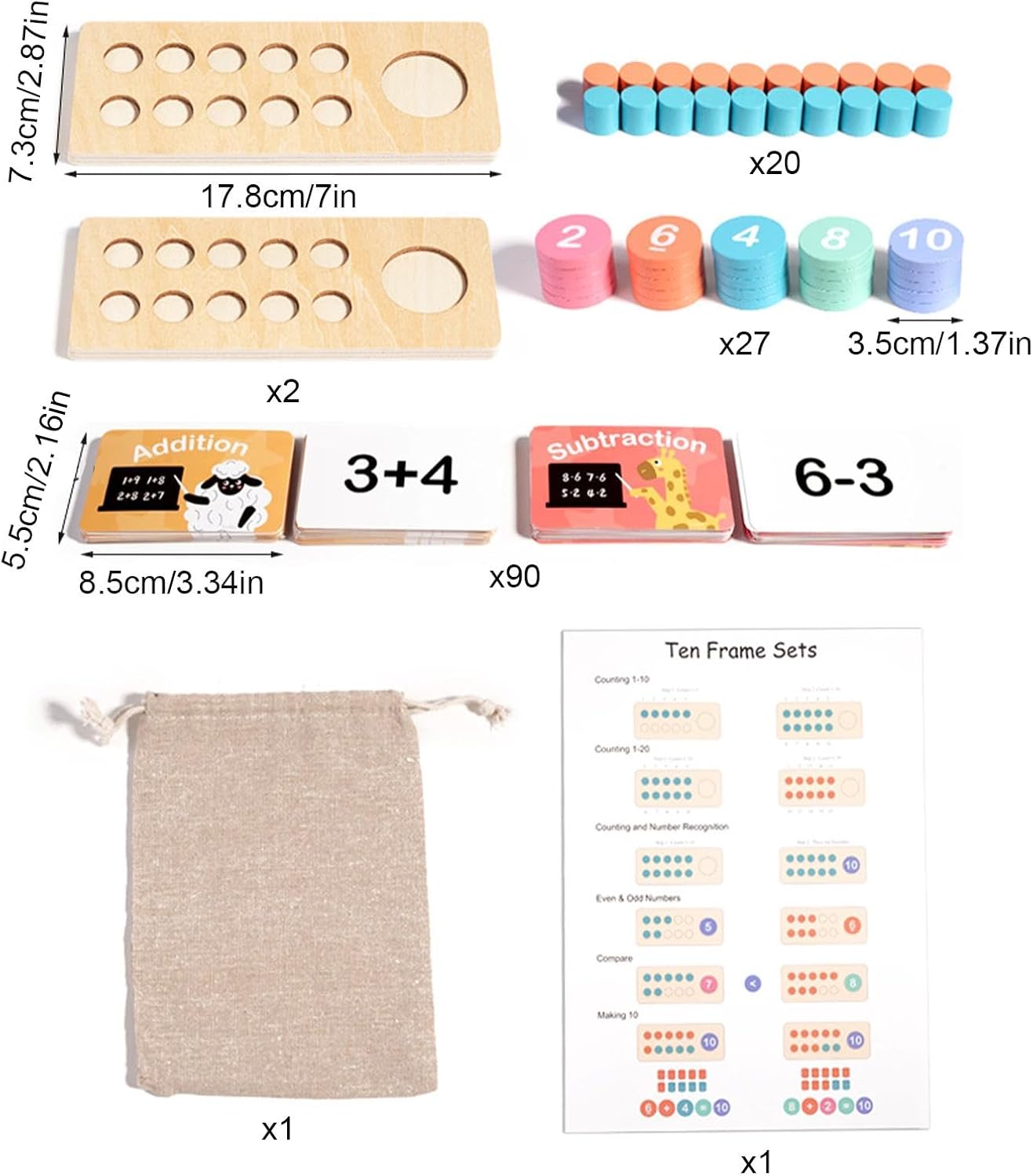 Montessori Rekenbox Met Houten Cijfers En Somkaarten - KidsKorner