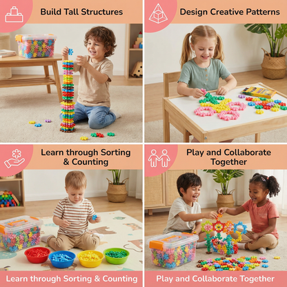 Montessori Sneeuwvlok Bouwblokken – Creatief Constructiespeelgoed - KidsKorner