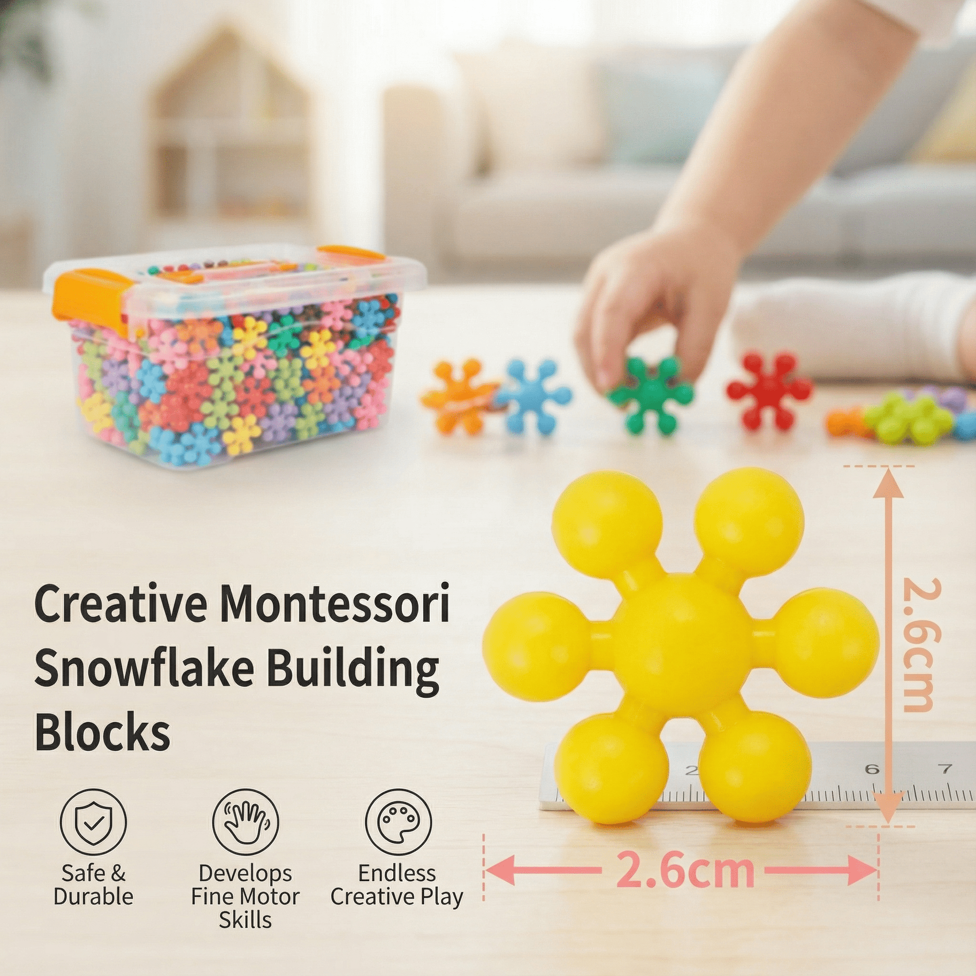 Montessori Sneeuwvlok Bouwblokken – Creatief Constructiespeelgoed - KidsKorner