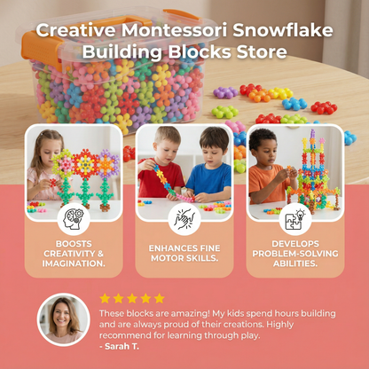 Montessori Sneeuwvlok Bouwblokken – Creatief Constructiespeelgoed - KidsKorner