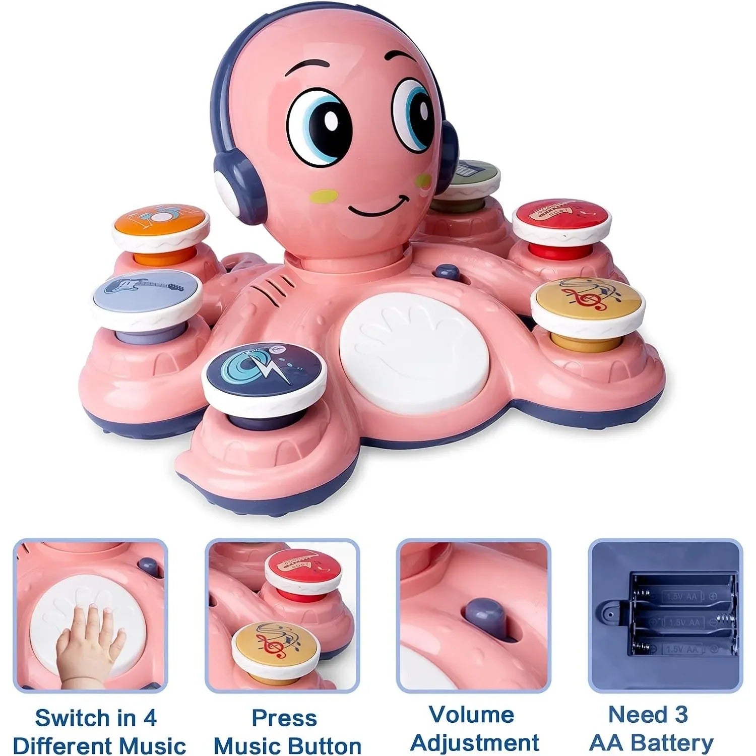 Muzikaal Octopus Speelgoed Voor Peuters Met Melodieën - KidsKorner