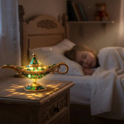 Oosterse Wenslamp Met LED – Decoratieve Tafellamp Antiek Metaal - KidsKorner