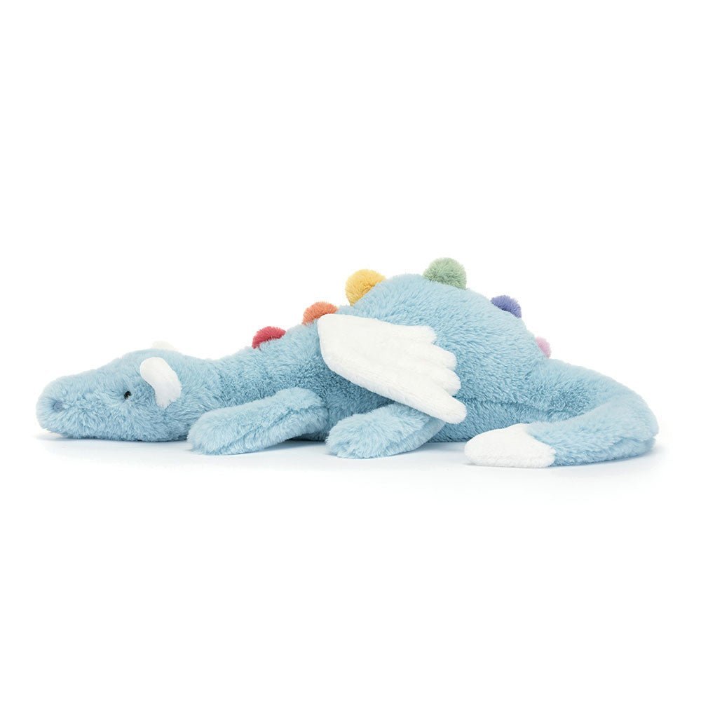 Pluche Blauwe Draak Knuffel – Zacht Polyester, Liggend 50 Cm - KidsKorner