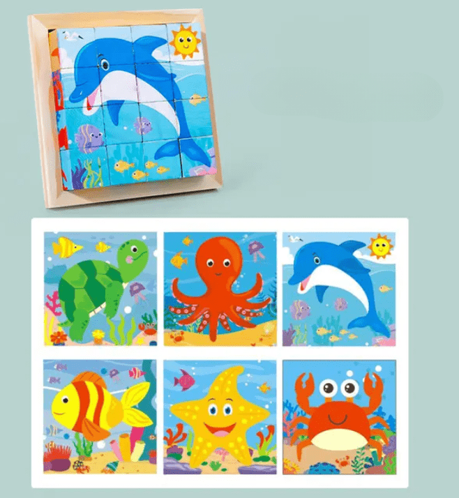 PuzzelKubo 6 - zijdige Houten Montessori Blokpuzzel - KidsKorner