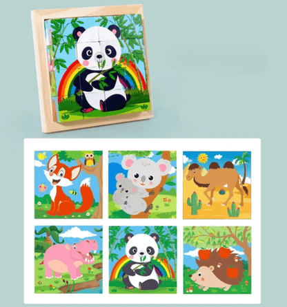 PuzzelKubo 6 - zijdige Houten Montessori Blokpuzzel - KidsKorner