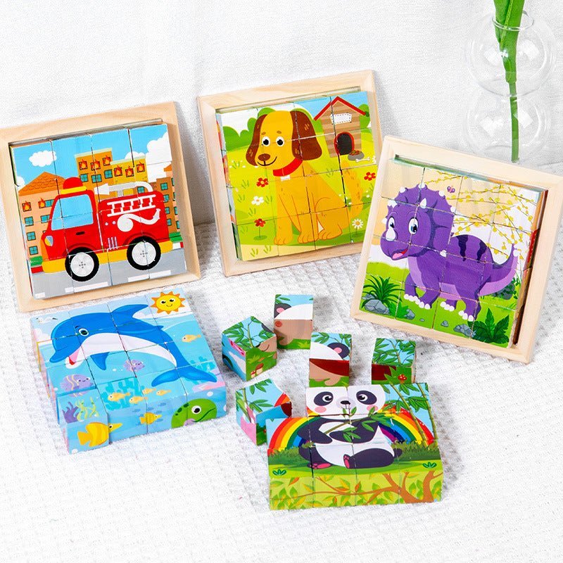 PuzzelKubo 6 - zijdige Houten Montessori Blokpuzzel - KidsKorner