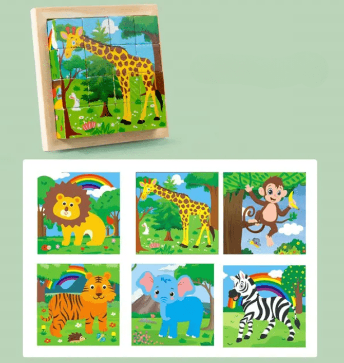 PuzzelKubo 6 - zijdige Houten Montessori Blokpuzzel - KidsKorner