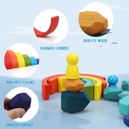 RegenRondo Houten Regenboog – Stapelstenen & Stapelblokken - KidsKorner