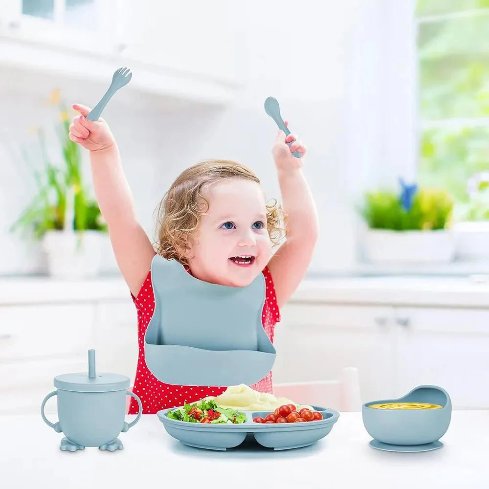 Siliconen Baby Eetset Met Zuignap En Slab BPA - vrij - KidsKorner