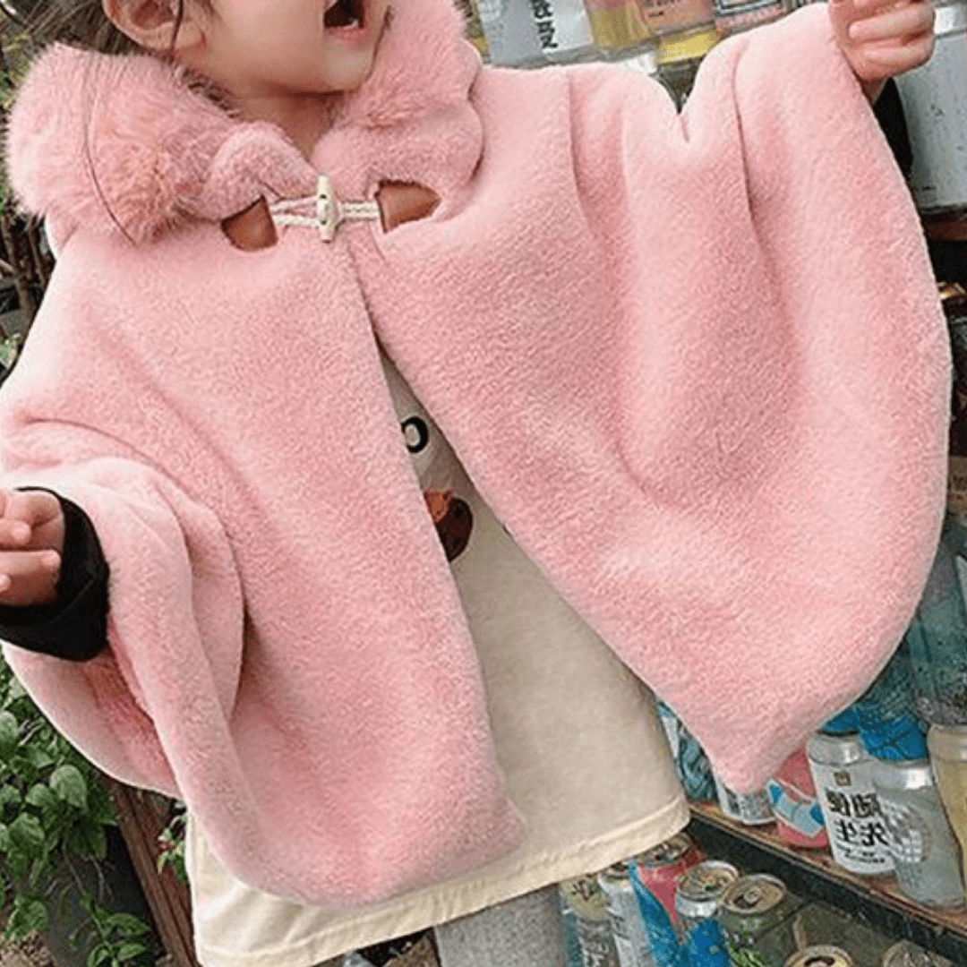 SneeuwLina Teddy Cape Meisje - Poncho Met Capuchon - KidsKorner