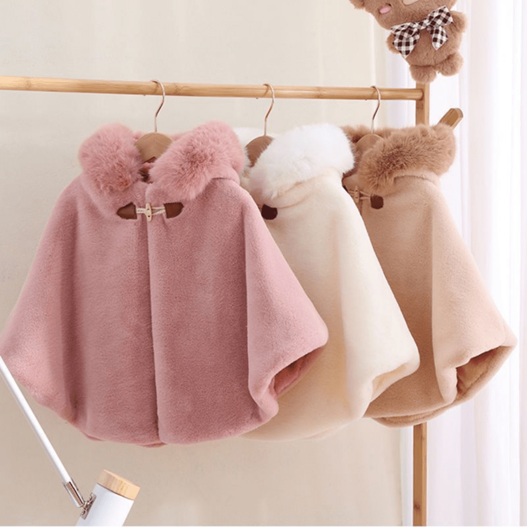 SneeuwLina Teddy Cape Meisje - Poncho Met Capuchon - KidsKorner
