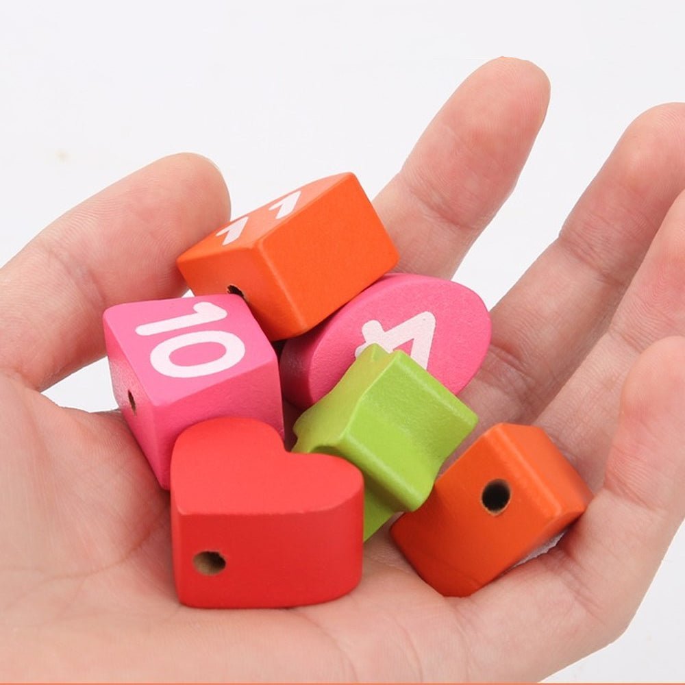TijdTiko Montessori Leerklok Met Vormenpuzzel En Rijgkoord - KidsKorner