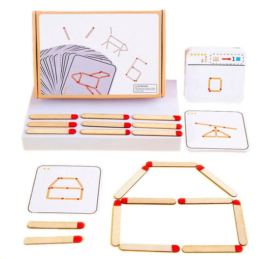 VormSticks Montessori Vormenpuzzel Met Houten Stokjes En Kaarten - KidsKorner