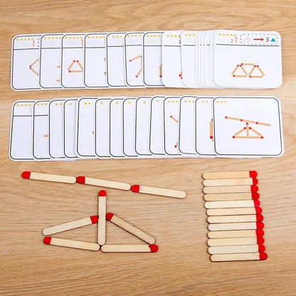 VormSticks Montessori Vormenpuzzel Met Houten Stokjes En Kaarten - KidsKorner
