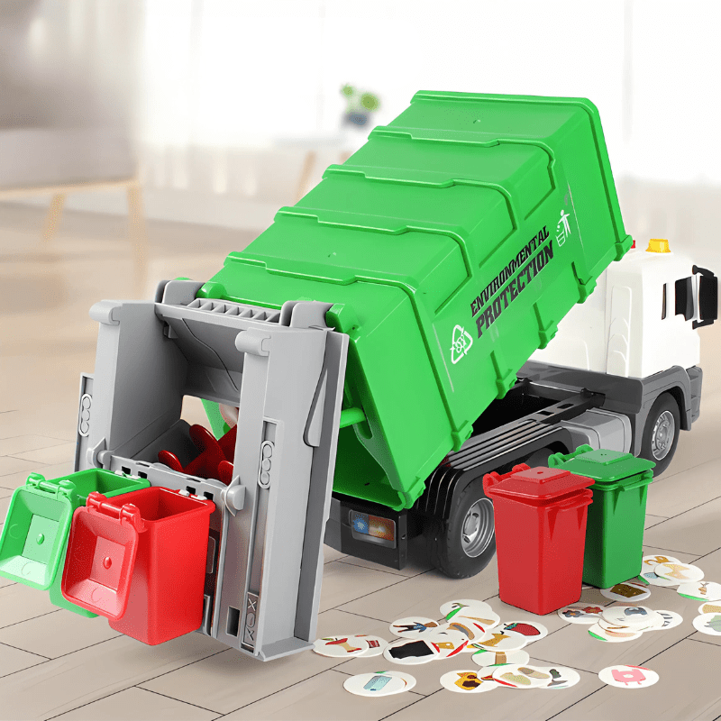 Vuilniswagen Speelgoed Met Containers - Recycling Speelset - KidsKorner