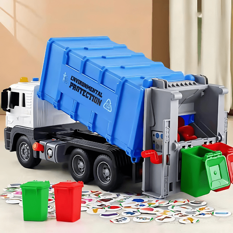 Vuilniswagen Speelgoed Met Containers - Recycling Speelset - KidsKorner